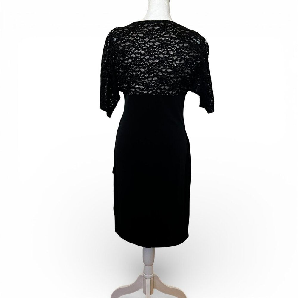 Little Black Dress LBD Size 8 Plunging Neckline Romantic Hourglass Wedding - Picture 3 of 14